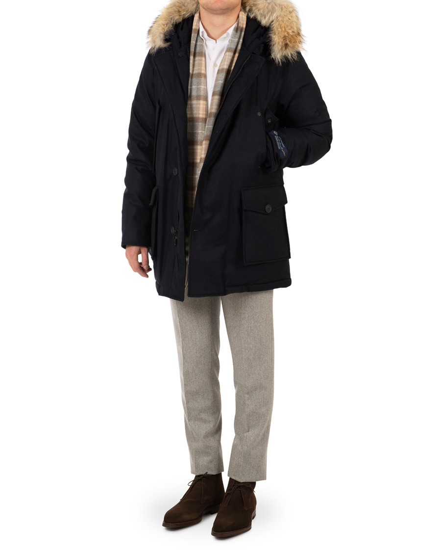 Herr | Jackor | Woolrich | Loro Piana Arctic Parka DF Navy Melton