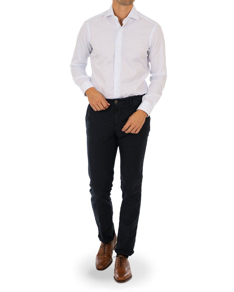 Herr | Skjortor | Barba Napoli | Slim Fit Thin Stripe Shirt Light Blue