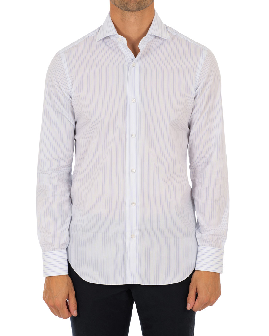 Herr | Skjortor | Barba Napoli | Slim Fit Thin Stripe Shirt Light Blue