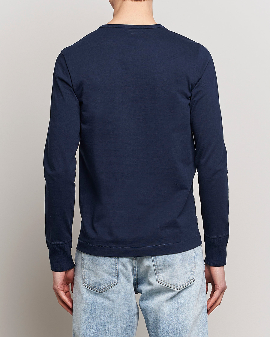 Herr | Tröjor | Merz b. Schwanen | Classic Organic Cotton Henley Sweater Ink Blue