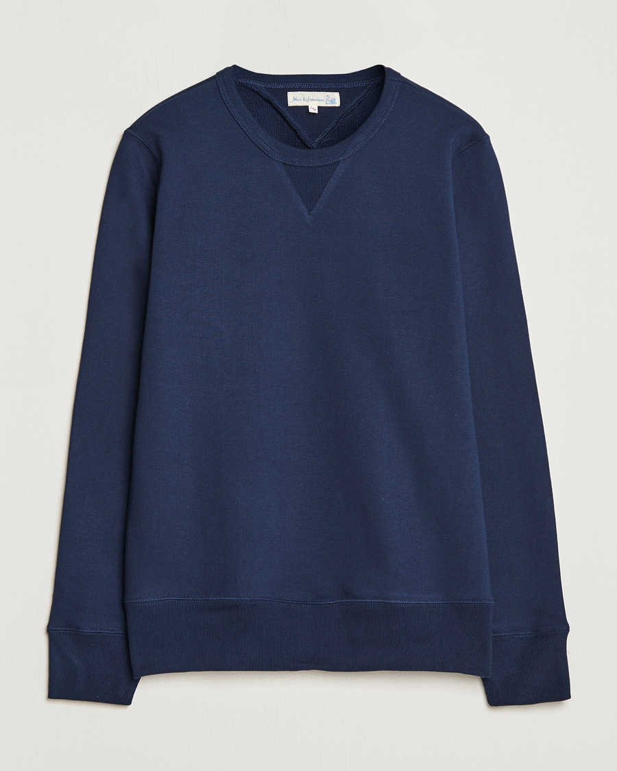 Herr | Tröjor | Merz b. Schwanen | Organic Cotton Crew Neck Sweat Ink Blue