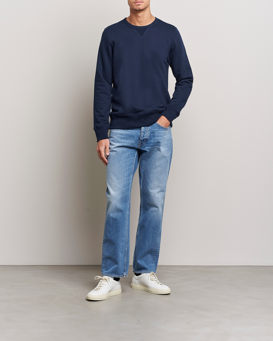 Herr | Tröjor | Merz b. Schwanen | Organic Cotton Crew Neck Sweat Ink Blue