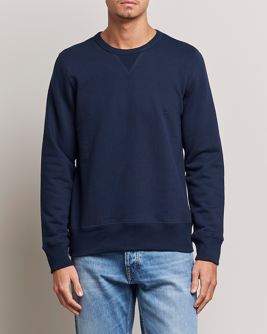 Herr | Tröjor | Merz b. Schwanen | Organic Cotton Crew Neck Sweat Ink Blue