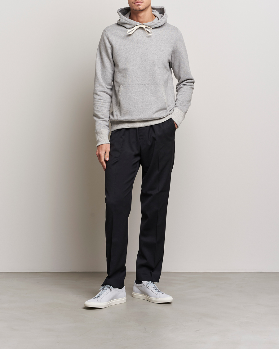 Herr | Tröjor | Merz b. Schwanen | Cotton Loopwheeled Hoodie Grey Melange