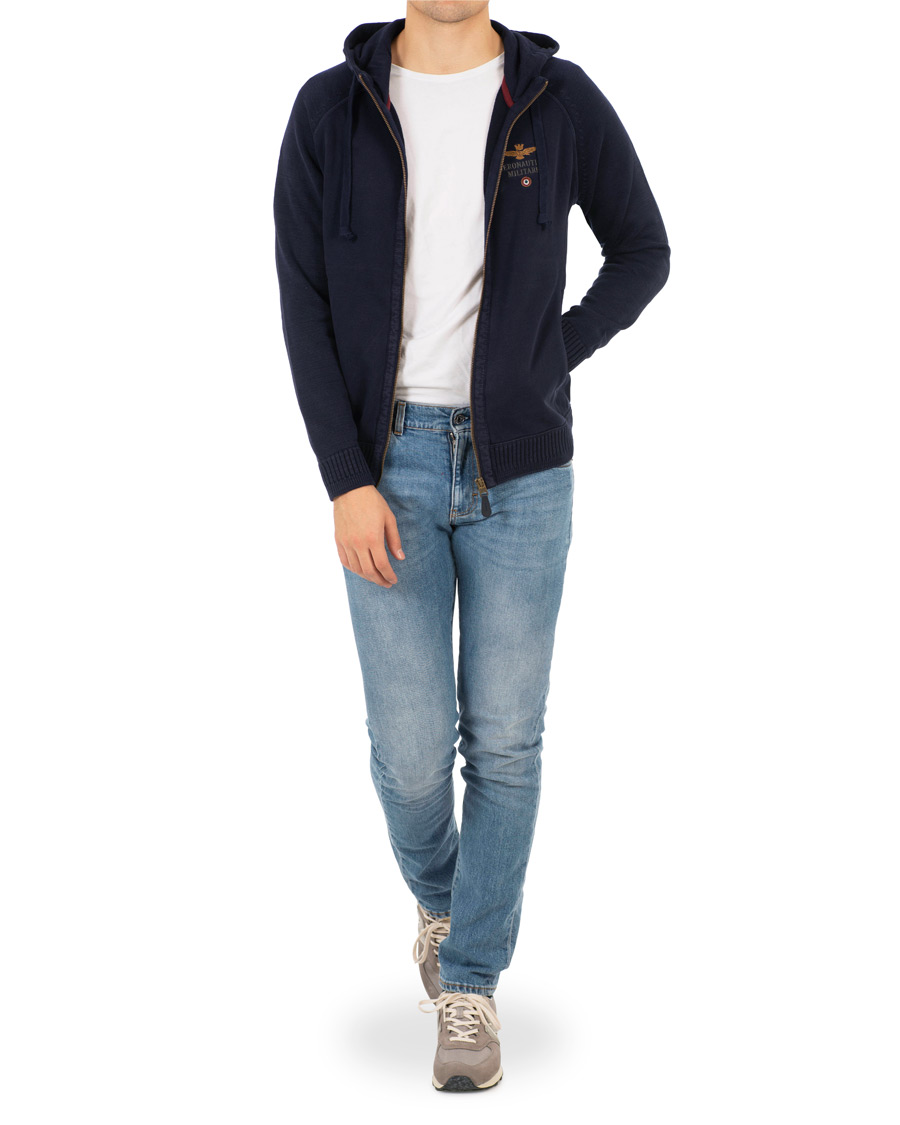 Herr | Tröjor | Aeronautica Militare | AF348 Full Zip Hoodie Navy