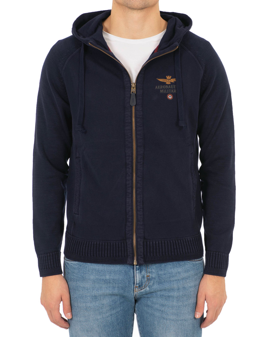 Herr | Tröjor | Aeronautica Militare | AF348 Full Zip Hoodie Navy