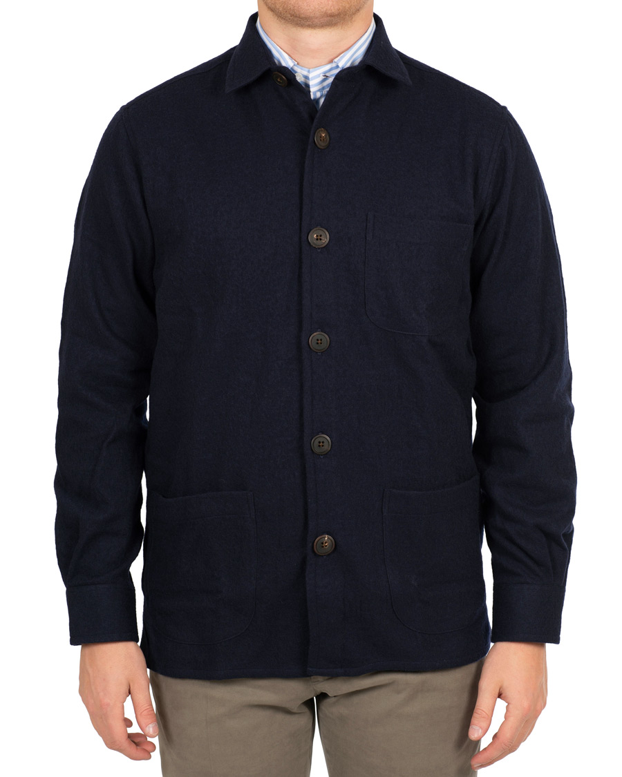 Herr | Jackor | Schnayderman?s | Schnayderman's Wool/Cotton Overshirt Dark Blue