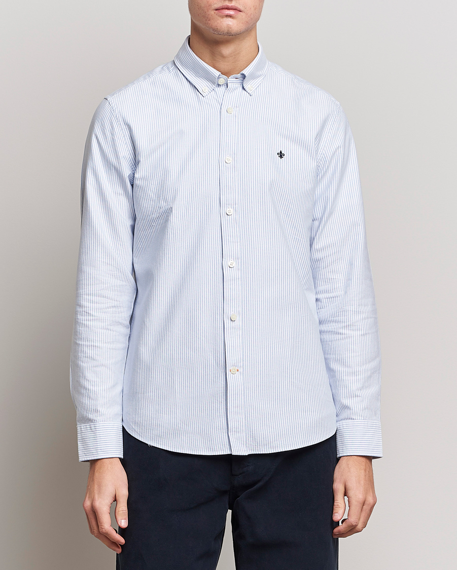 Herr | Morris | Morris | Oxford Striped Button Down Cotton Shirt Light Blue