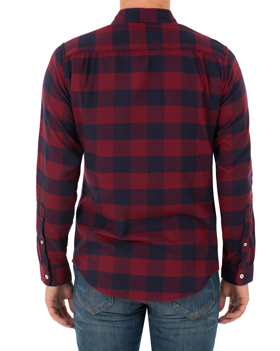 Herr | Skjortor | President's | Vespa Soft Flannel Check Shirt Navy/Bordeaux