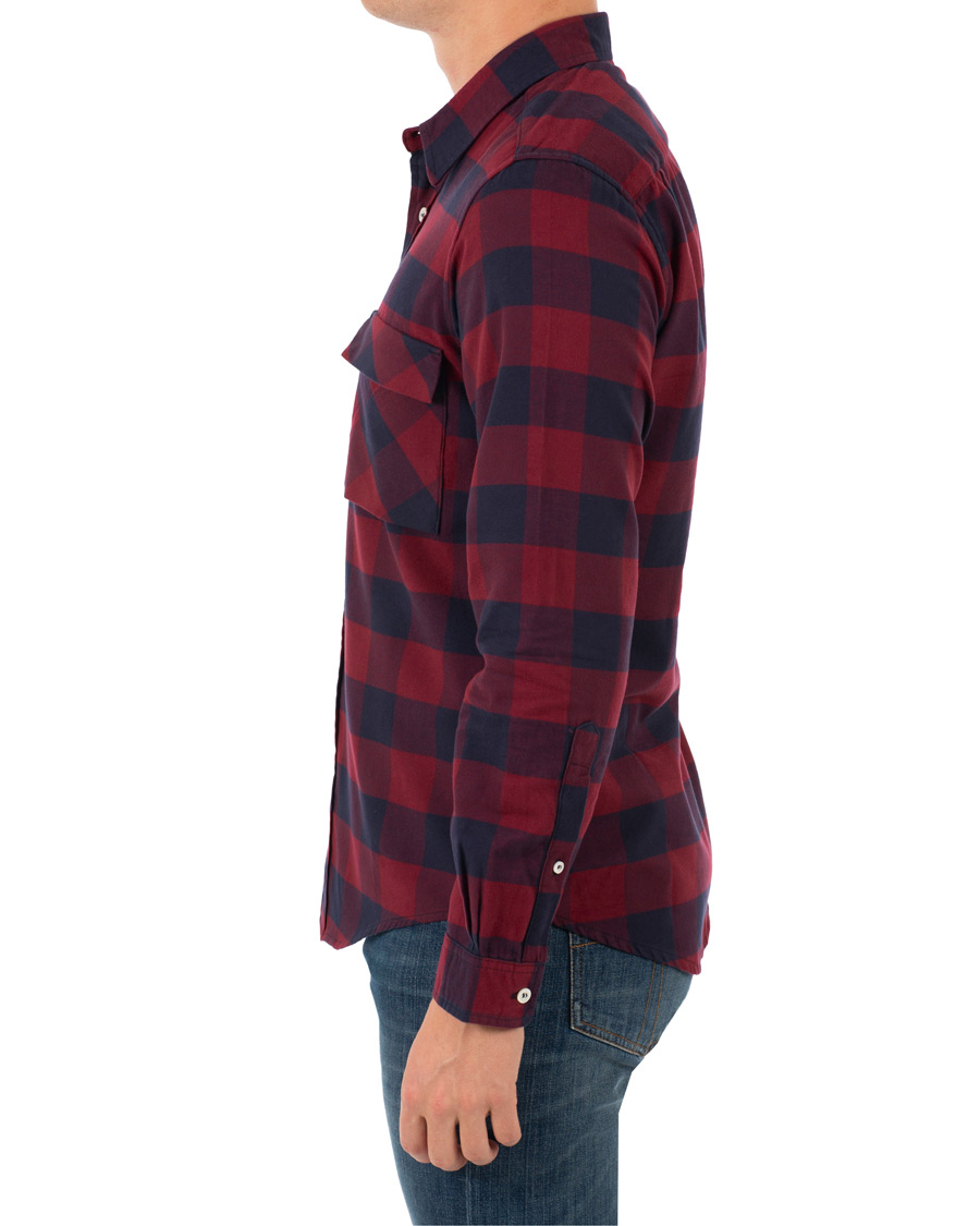 Herr | Skjortor | President's | Vespa Soft Flannel Check Shirt Navy/Bordeaux