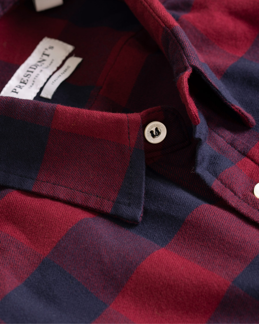 Herr | Skjortor | President's | Vespa Soft Flannel Check Shirt Navy/Bordeaux