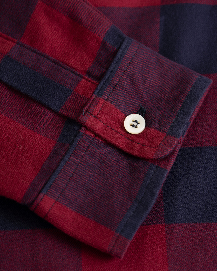 Herr | Skjortor | President's | Vespa Soft Flannel Check Shirt Navy/Bordeaux