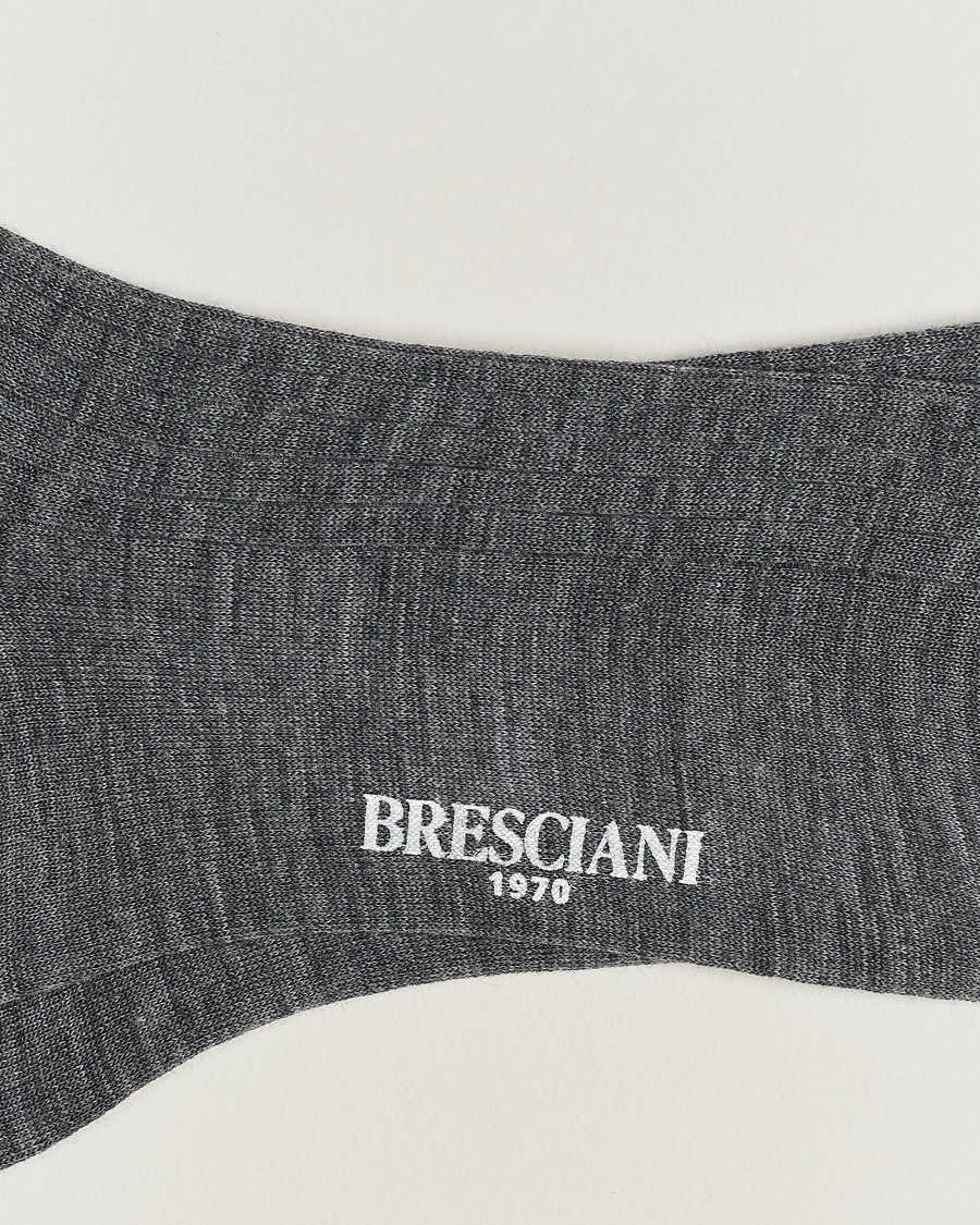 Herr | Kläder | Bresciani | Wool/Nylon Ribbed Short Socks Medium Grey