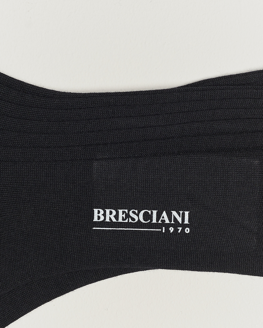 Herr | Strumpor Merinoull | Bresciani | Wool/Nylon Ribbed Short Socks Black