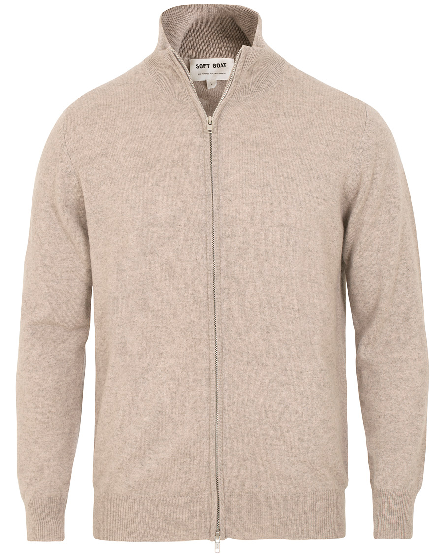 Herr | Tröjor | Soft Goat | Cashmere Full-zip Light Taupe