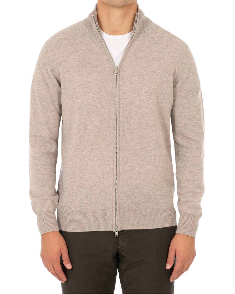 Herr | Tröjor | Soft Goat | Cashmere Full-zip Light Taupe