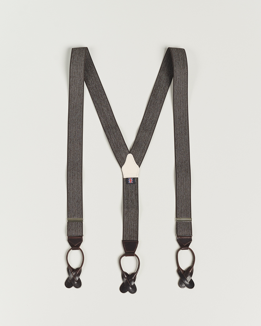 Herr | Albert Thurston Elastic Herringbone Braces 35mm Brown | Albert Thurston | Elastic Herringbone Braces 35mm Brown