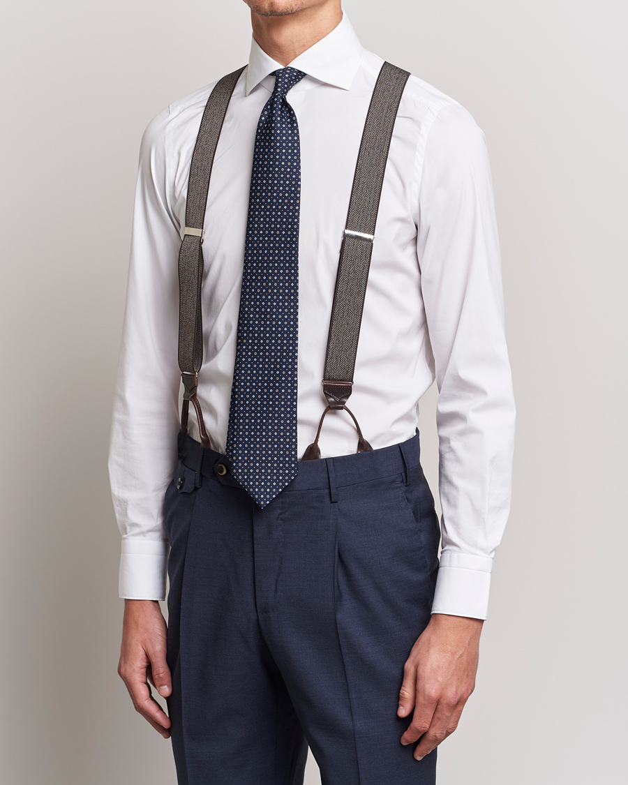 Herr | Albert Thurston Elastic Herringbone Braces 35mm Brown | Albert Thurston | Elastic Herringbone Braces 35mm Brown