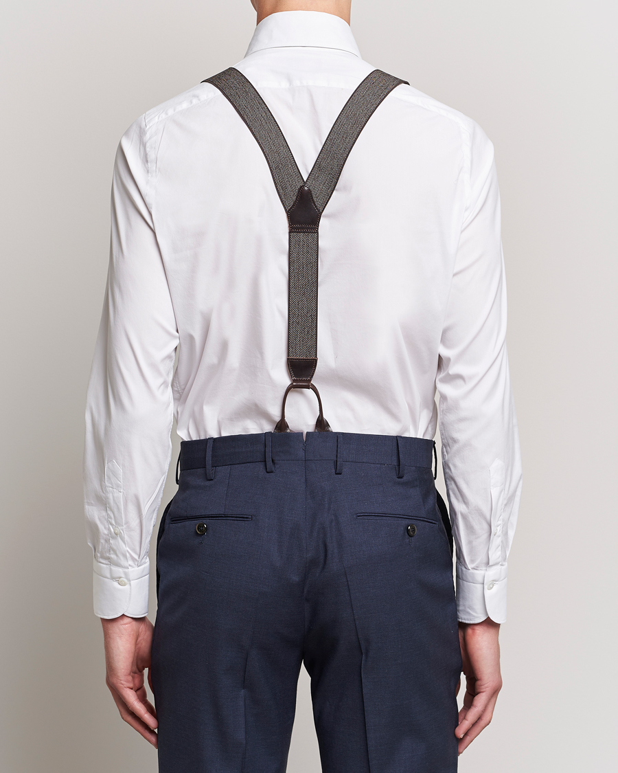 Herr | Albert Thurston Elastic Herringbone Braces 35mm Brown | Albert Thurston | Elastic Herringbone Braces 35mm Brown