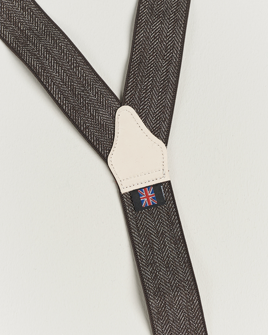 Herr | Albert Thurston Elastic Herringbone Braces 35mm Brown | Albert Thurston | Elastic Herringbone Braces 35mm Brown