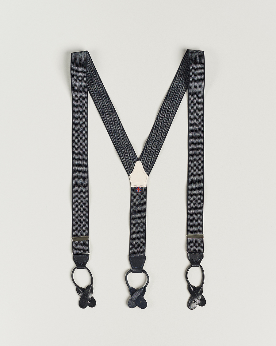 Herr | Albert Thurston Elastic Herringbone Braces 35mm Blue | Albert Thurston | Elastic Herringbone Braces 35mm Blue