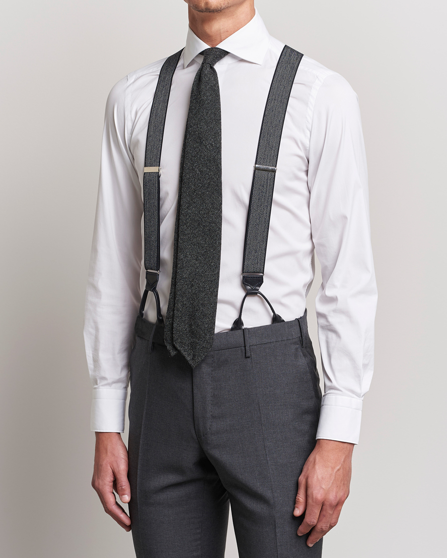 Herr | Hängslen | Albert Thurston | Elastic Herringbone Braces 35mm Blue