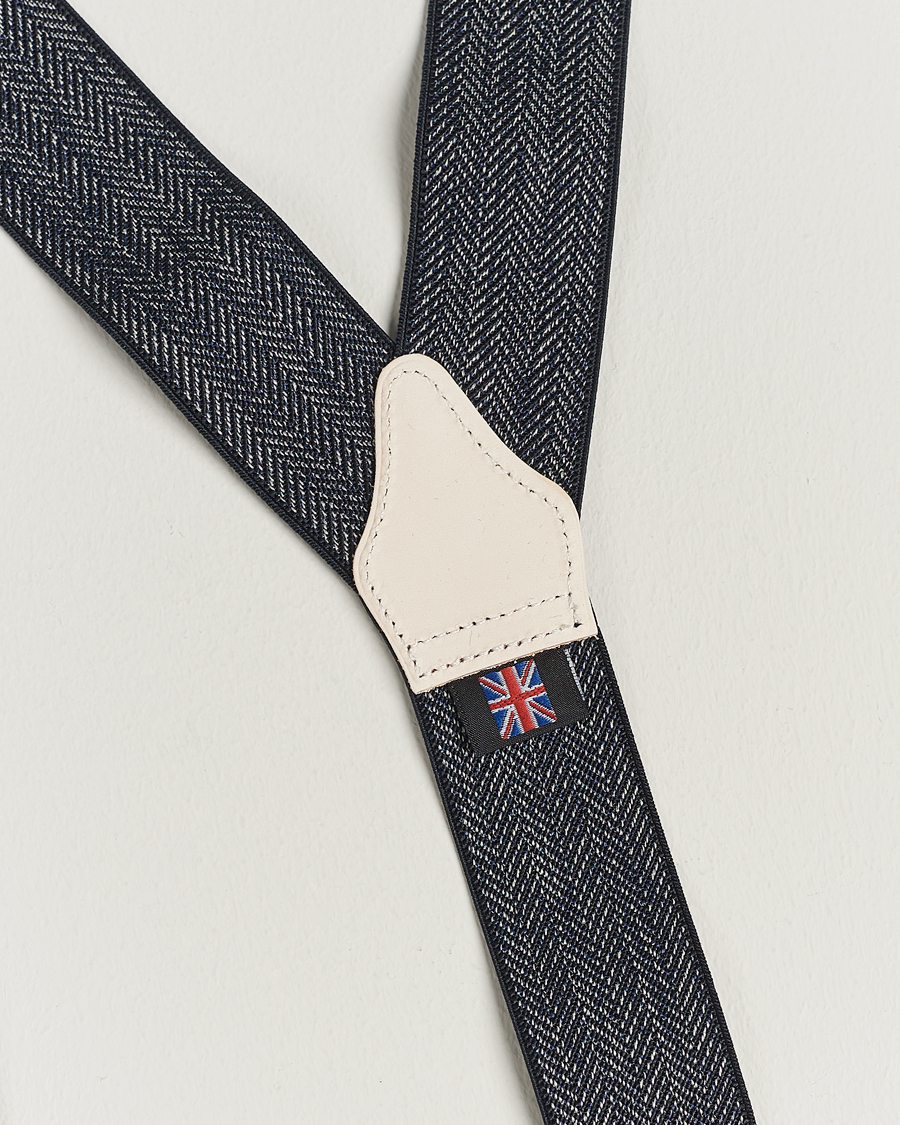 Herr | Albert Thurston Elastic Herringbone Braces 35mm Blue | Albert Thurston | Elastic Herringbone Braces 35mm Blue