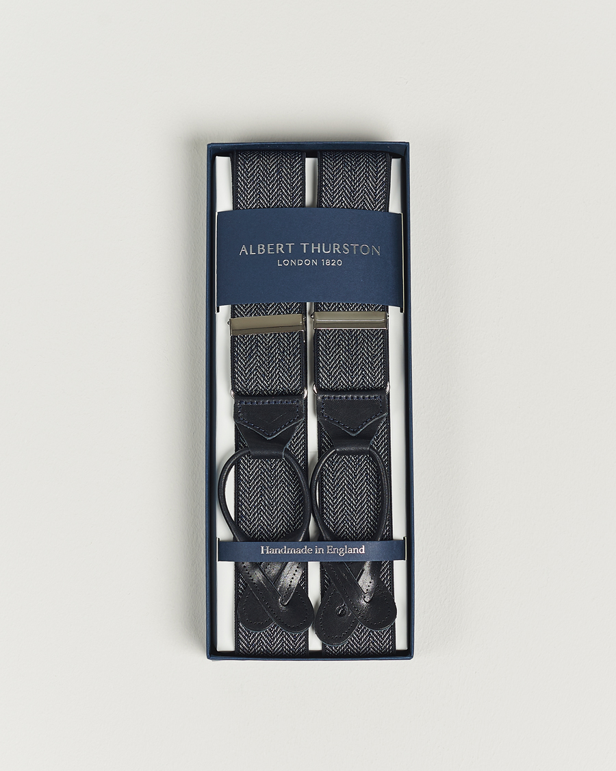 Herr | Hängslen | Albert Thurston | Elastic Herringbone Braces 35mm Blue 