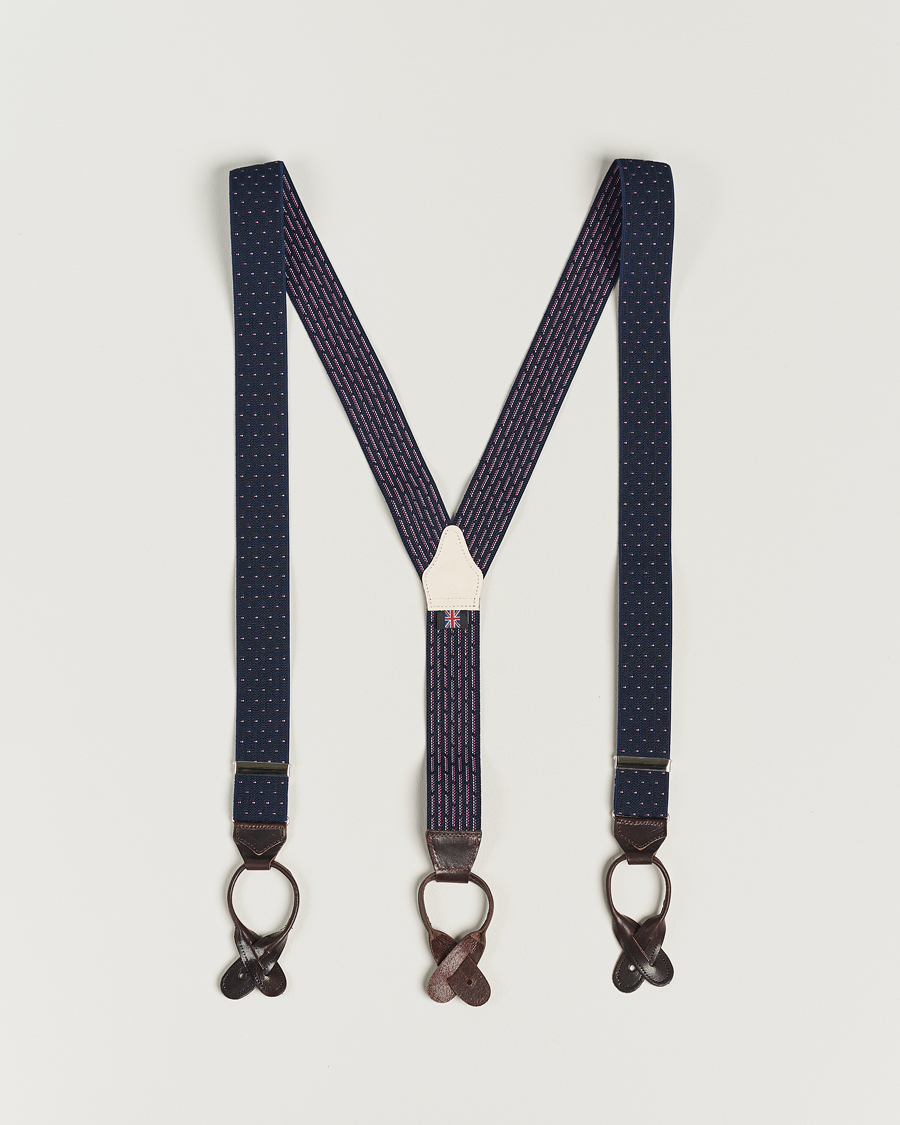 Herr | Hängslen | Albert Thurston | Elastic Dot Braces 35mm Blue