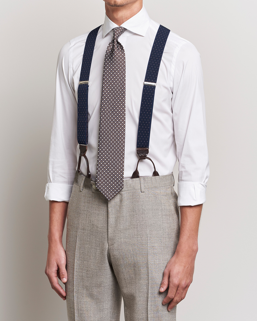 Herr | Hängslen | Albert Thurston | Elastic Dot Braces 35mm Blue