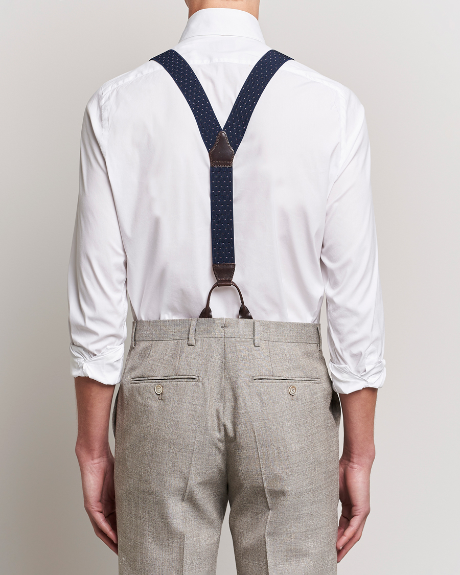 Herr | Hängslen | Albert Thurston | Elastic Dot Braces 35mm Blue