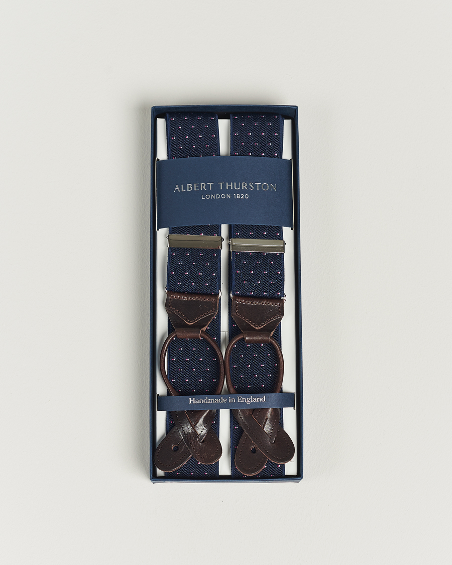 Herr | Hängslen | Albert Thurston | Elastic Dot Braces 35mm Blue