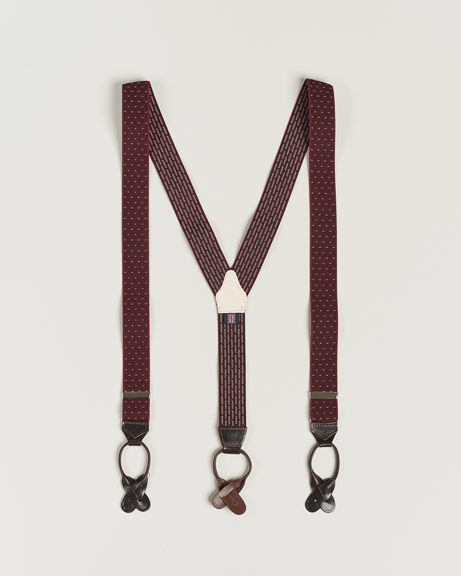 Herr | Albert Thurston Elastic Dot Braces 35mm Wine | Albert Thurston | Elastic Dot Braces 35mm Wine