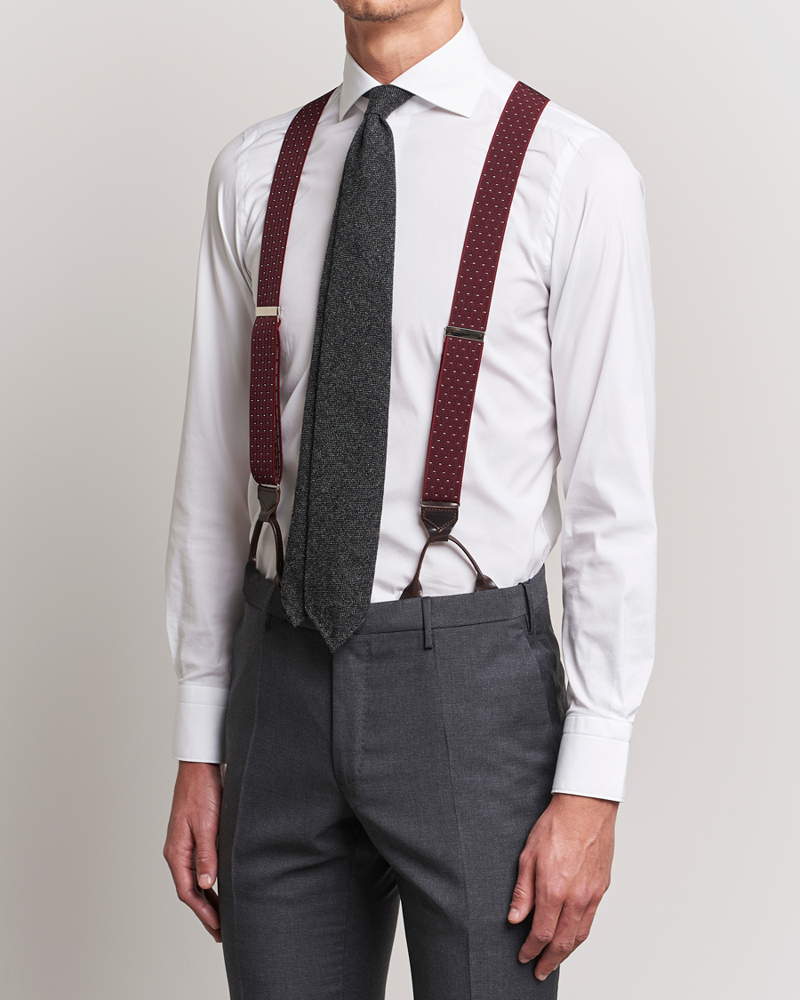 Herr | Albert Thurston Elastic Dot Braces 35mm Wine | Albert Thurston | Elastic Dot Braces 35mm Wine