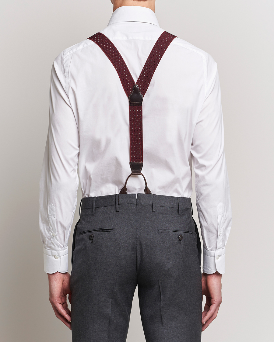 Herr | Albert Thurston Elastic Dot Braces 35mm Wine | Albert Thurston | Elastic Dot Braces 35mm Wine