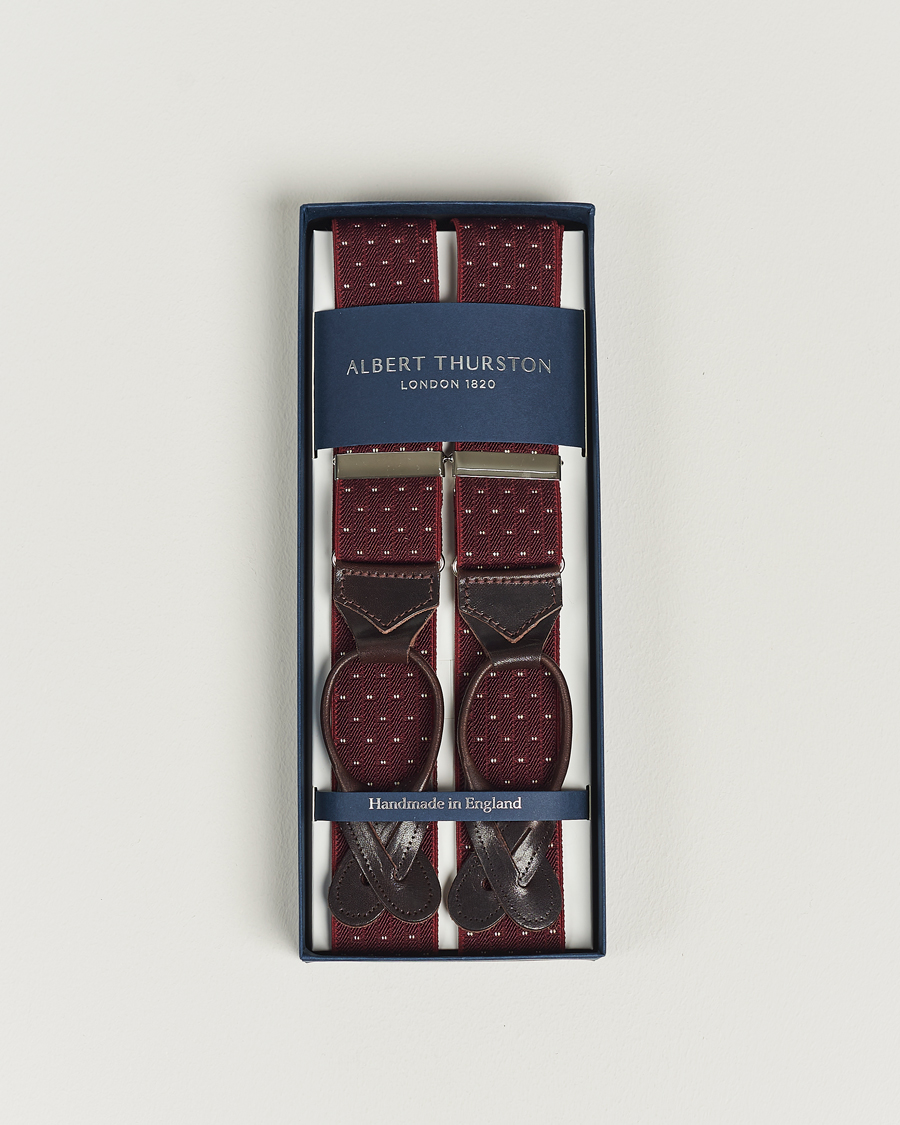 Herr | Albert Thurston Elastic Dot Braces 35mm Wine | Albert Thurston | Elastic Dot Braces 35mm Wine
