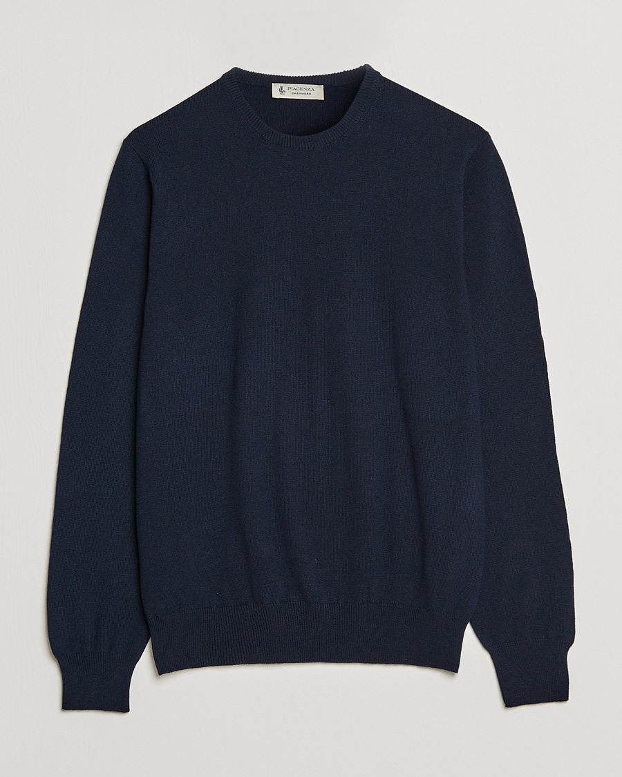 Herr | The Classics of Tomorrow | Piacenza Cashmere | Cashmere Crew Neck Sweater Navy