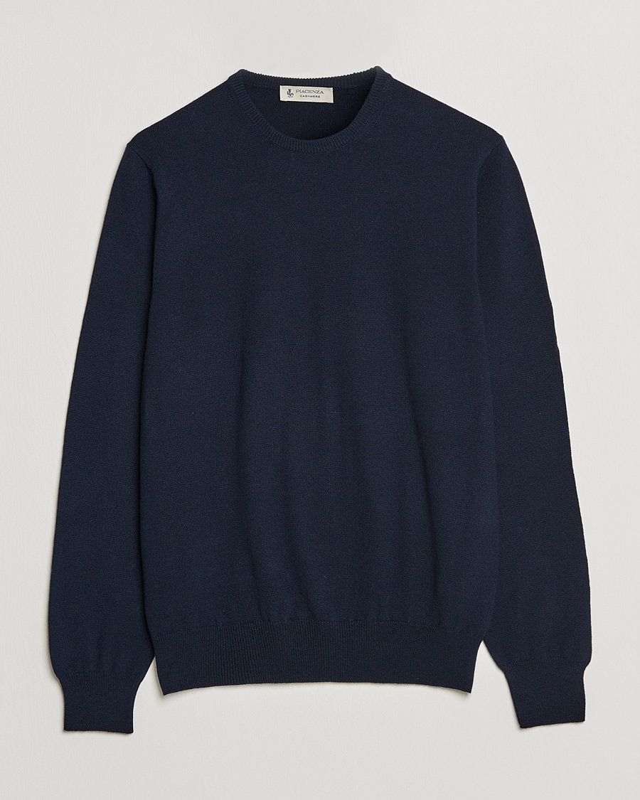 Herr | Tröjor | Piacenza Cashmere | Cashmere Crew Neck Sweater Navy