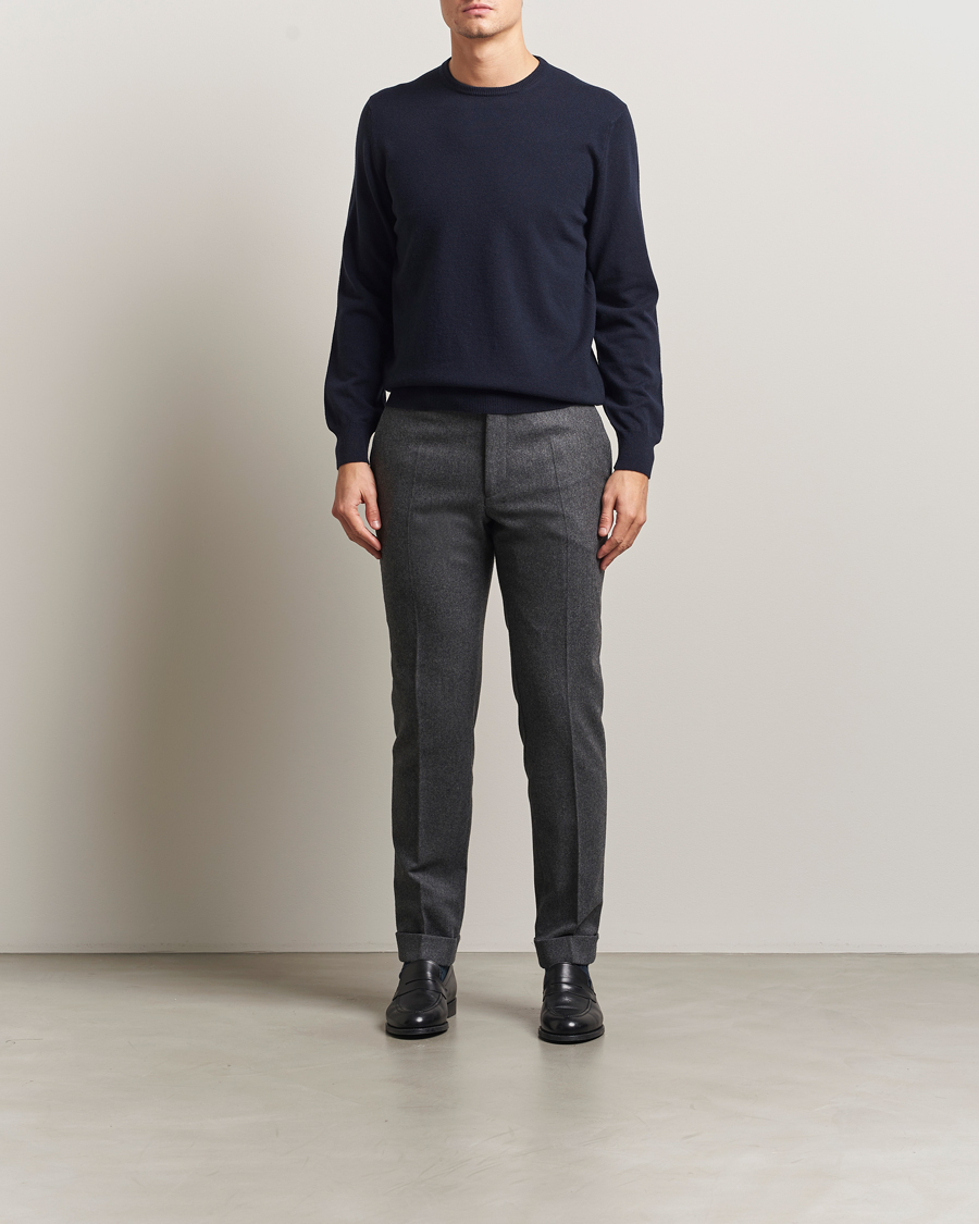 Herr | Tröjor | Piacenza Cashmere | Cashmere Crew Neck Sweater Navy