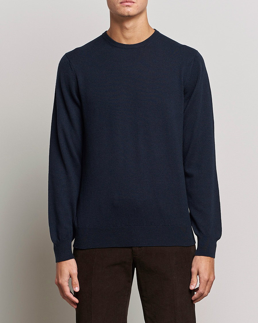 Herr | Piacenza Cashmere | Piacenza Cashmere | Cashmere Crew Neck Sweater Navy