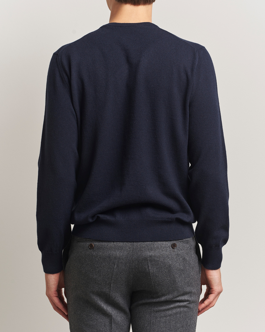 Herr | Tröjor | Piacenza Cashmere | Cashmere Crew Neck Sweater Navy