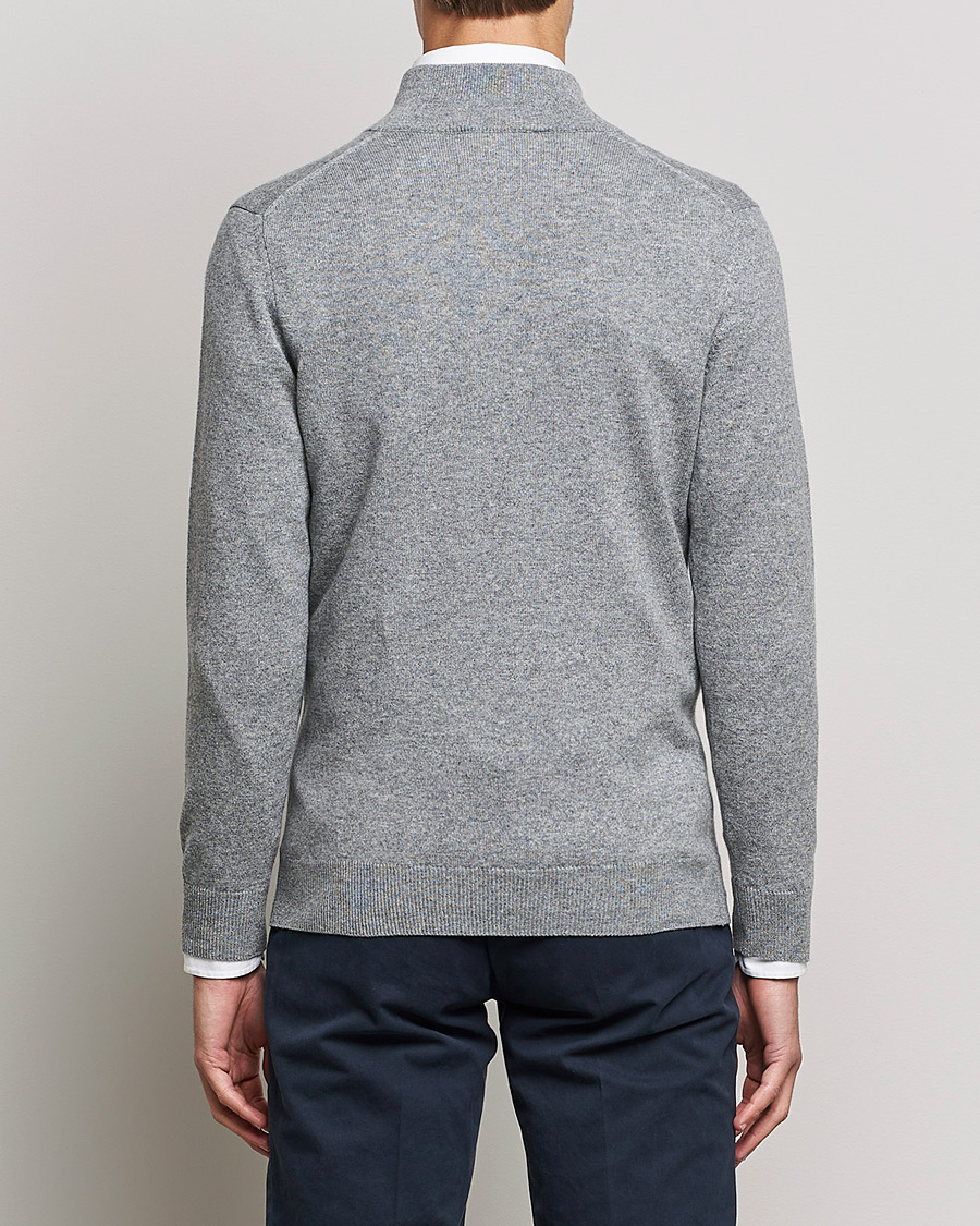 Herr | Tröjor | Piacenza Cashmere | Cashmere Half Zip Sweater Light Grey