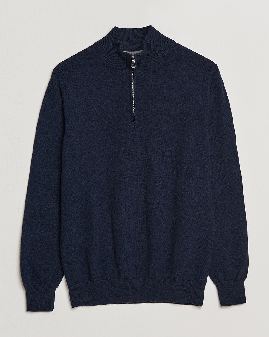 Herr | Tröjor | Piacenza Cashmere | Cashmere Half Zip Sweater Navy