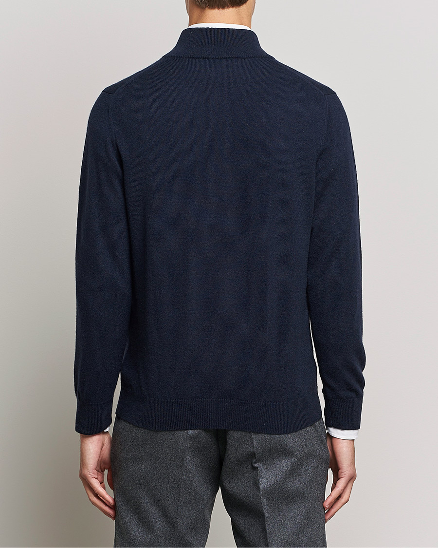 Herr | Tröjor | Piacenza Cashmere | Cashmere Half Zip Sweater Navy