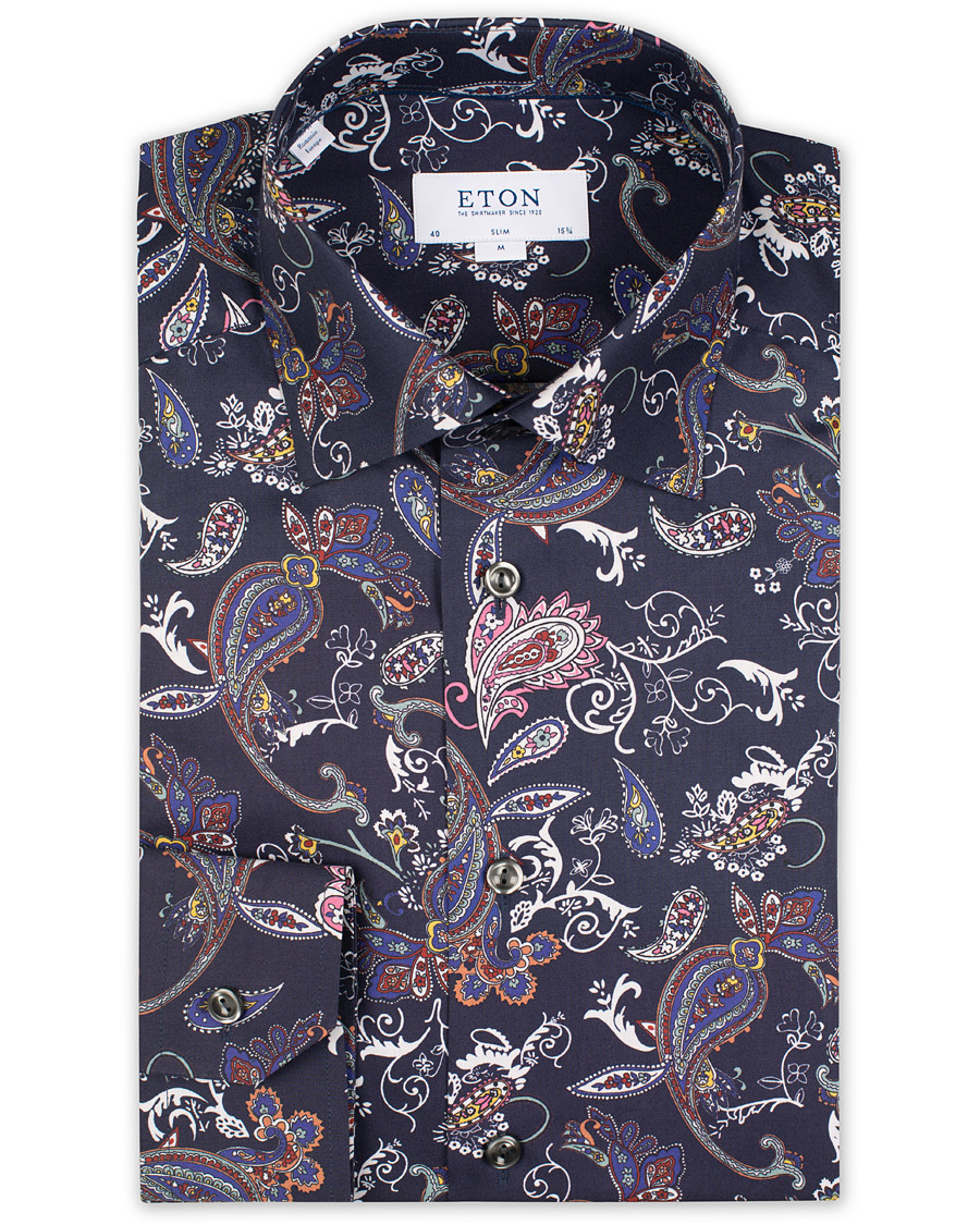 Herr | Skjortor | Eton | Slim Fit Printed Paisley Shirt Navy