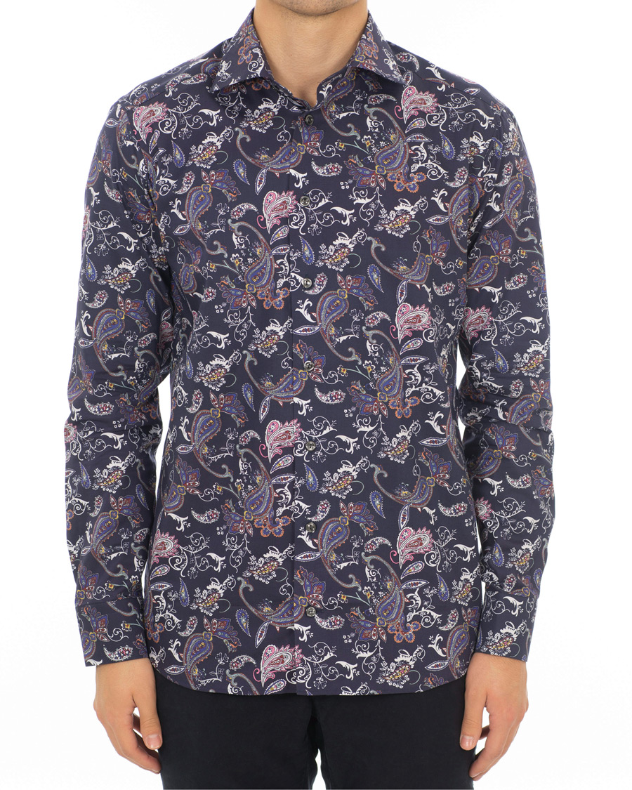 Herr | Skjortor | Eton | Slim Fit Printed Paisley Shirt Navy