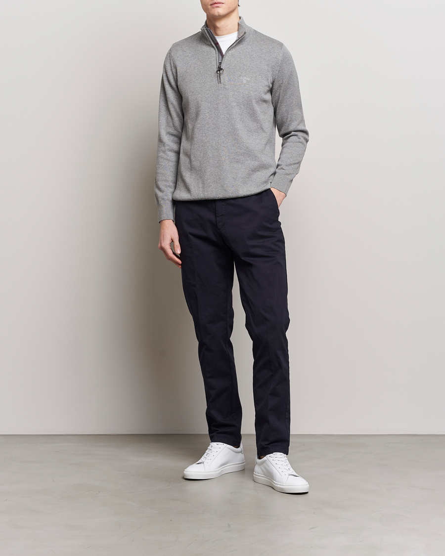 Herr | Tröjor | Barbour Lifestyle | Cotton Half Zip Grey Marl