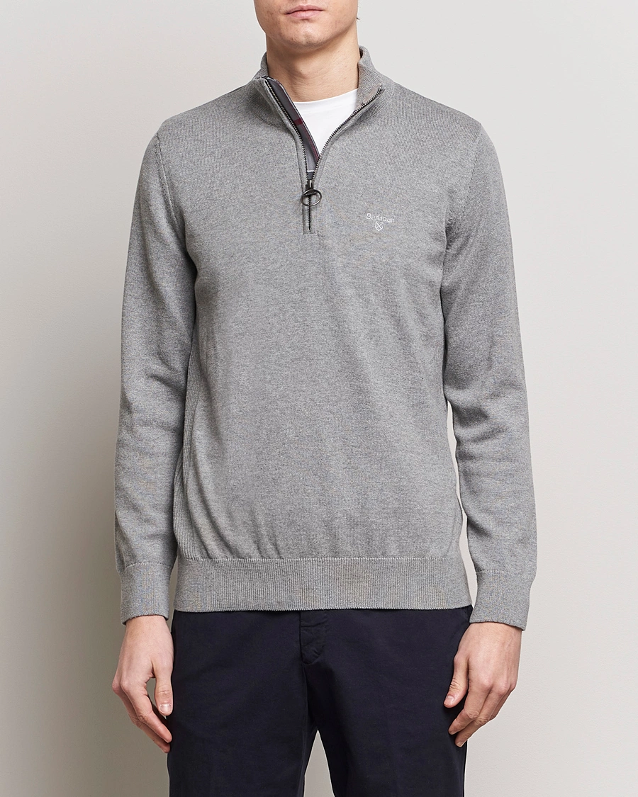 Herr | Kläder | Barbour Lifestyle | Cotton Half Zip Grey Marl