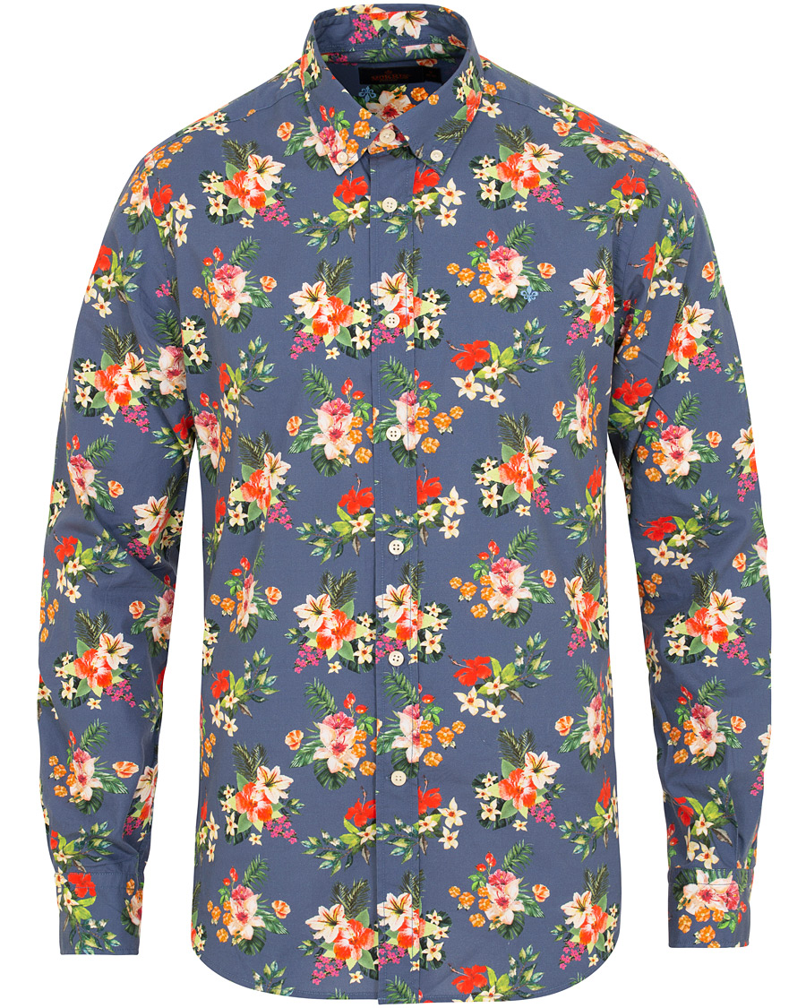 Herr | Skjortor | Morris | Dan Button Down Flower Shirt Blue