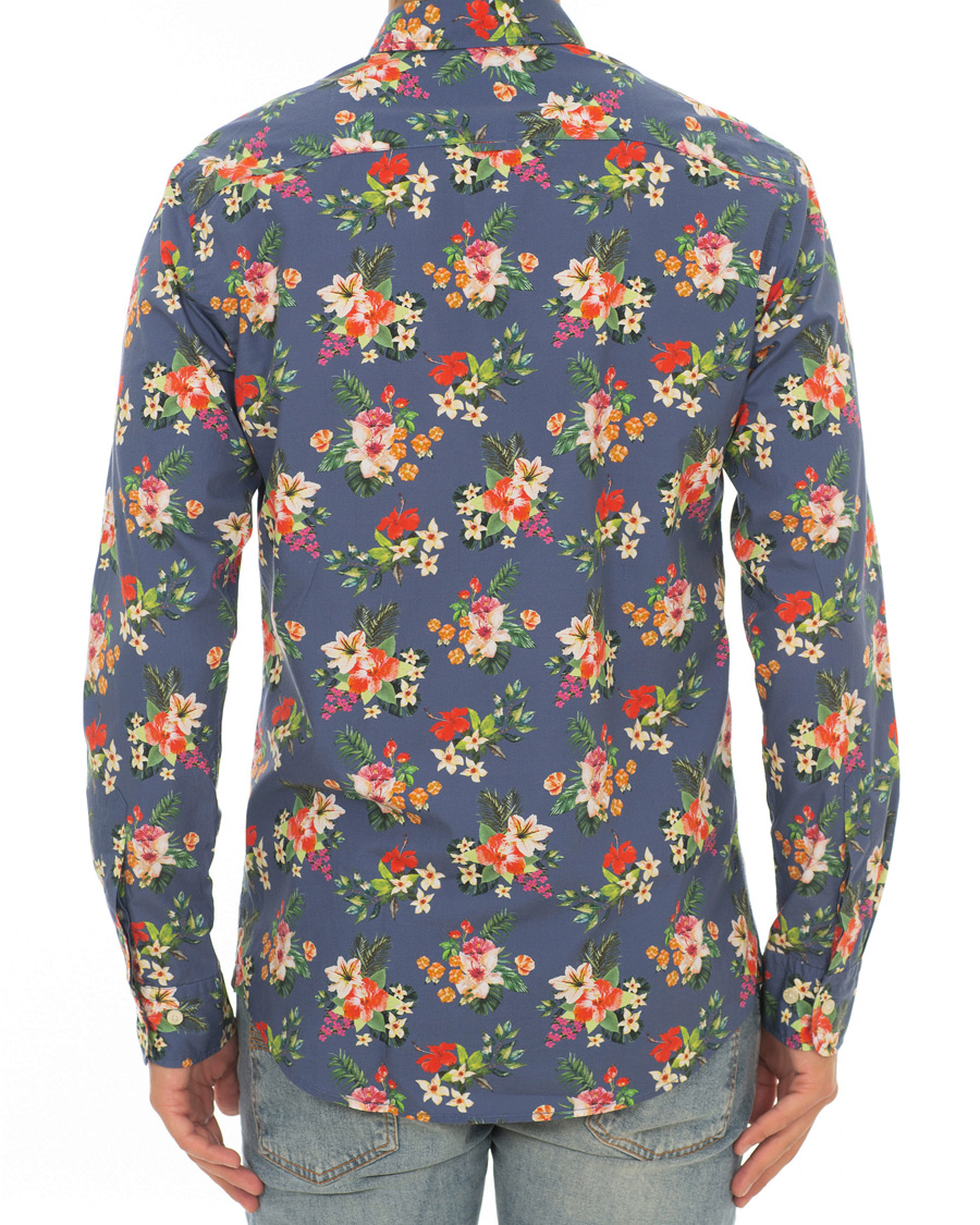 Herr | Skjortor | Morris | Dan Button Down Flower Shirt Blue